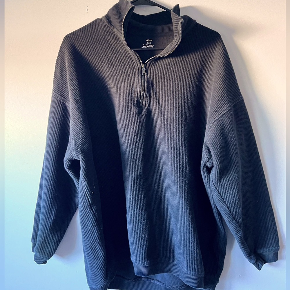 Black Aerie Zip-up Sweater